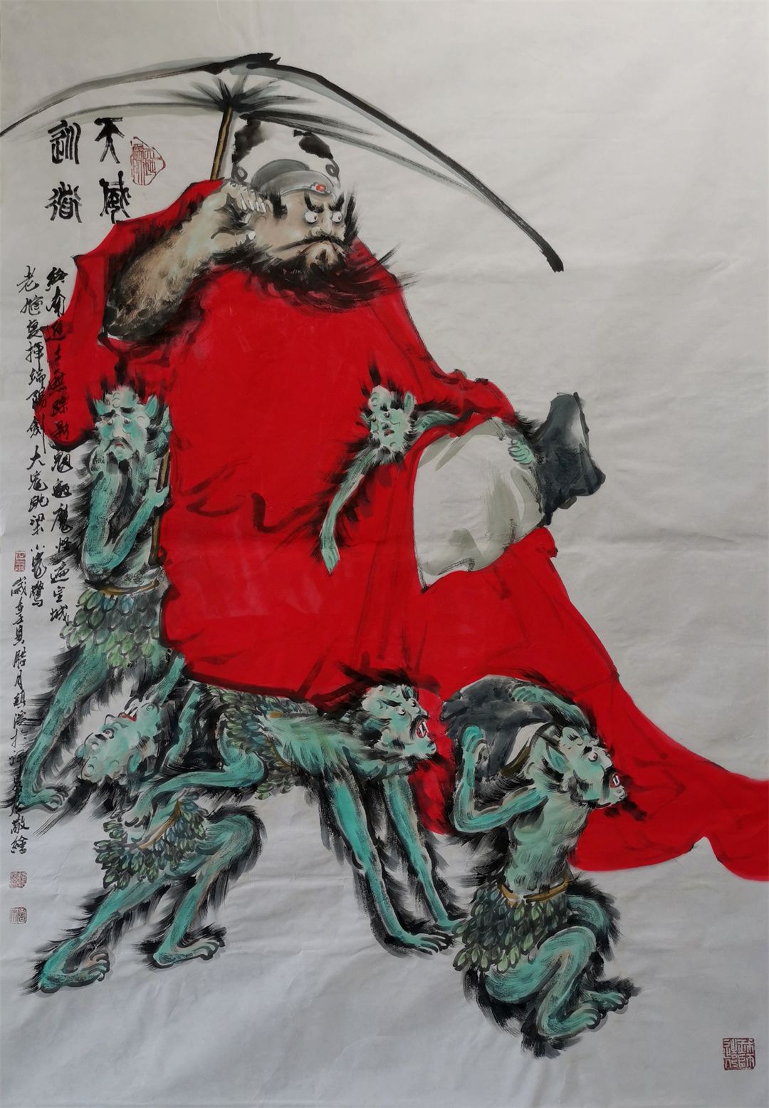 曾镇溪的钟馗主题国画作品《引福归堂》赏析